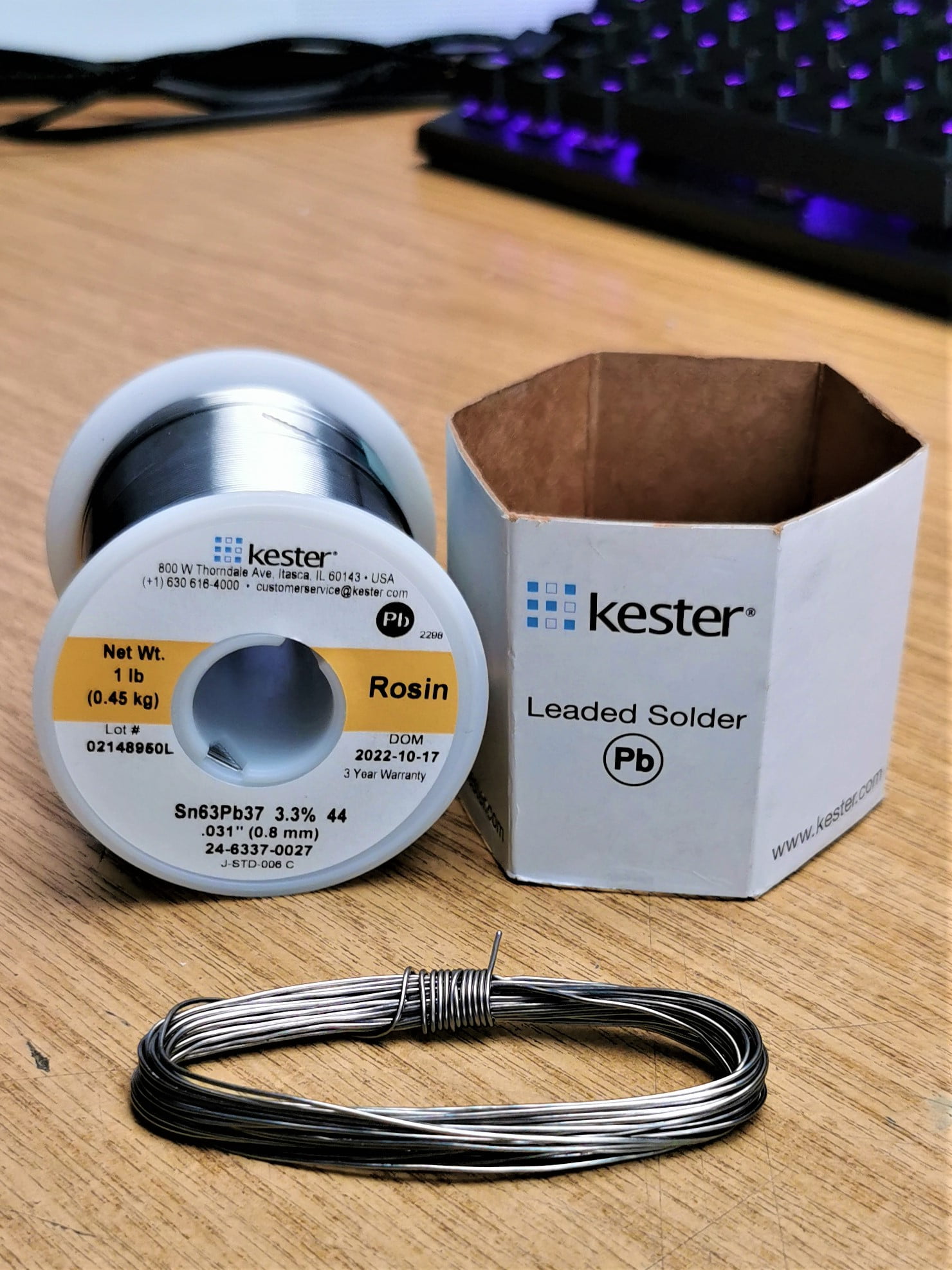 KESTER Leaded Solder Sn63Pb37 (2463370027) 5m Length (OffReel)